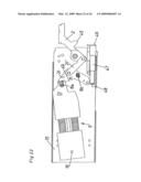 Actuating mechanism for a pivotably mounted actuating arm diagram and image