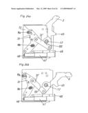 Actuating mechanism for a pivotably mounted actuating arm diagram and image