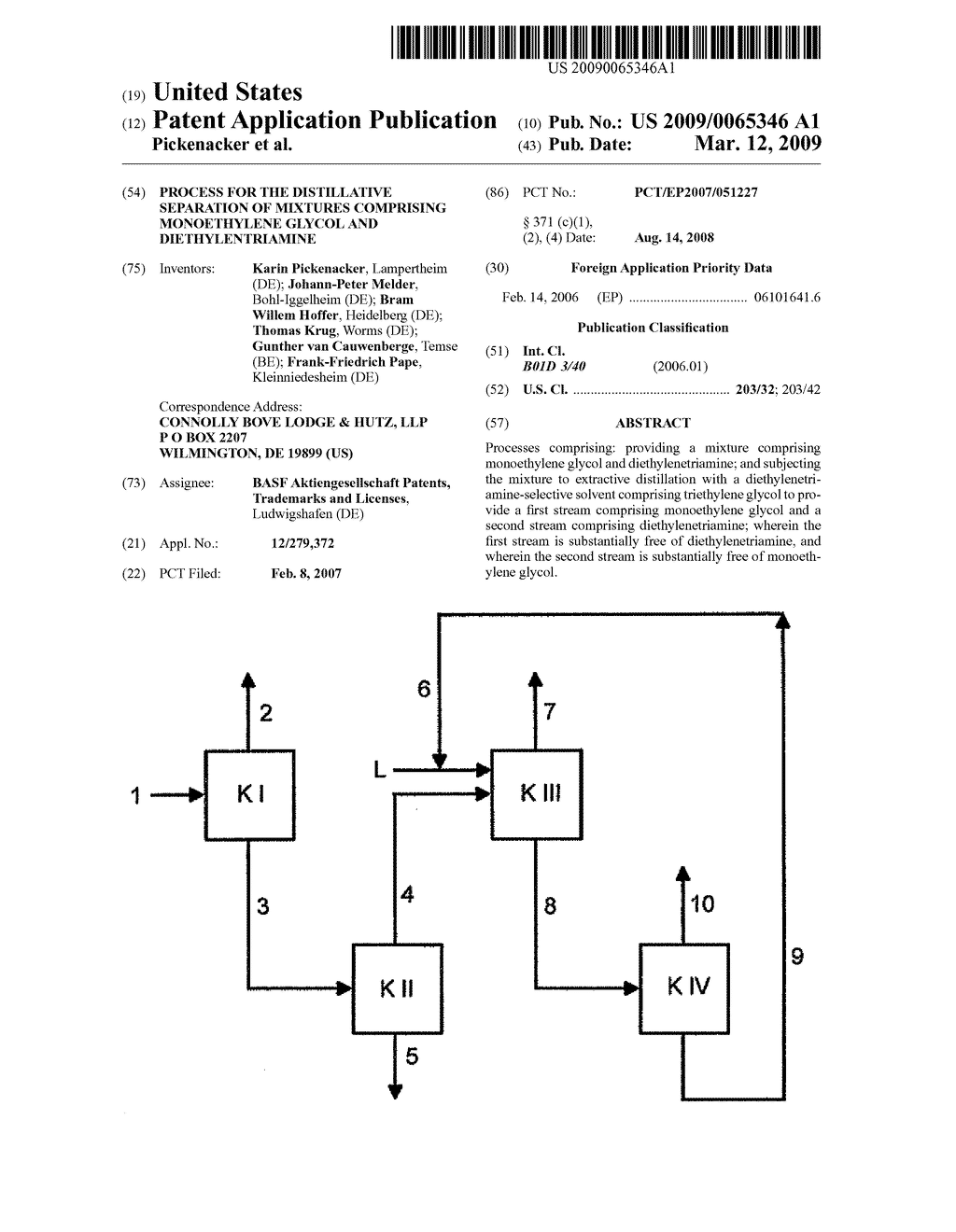 PROCESS FOR THE DISTILLATIVE SEPARATION OF MIXTURES COMPRISING MONOETHYLENE GLYCOL AND DIETHYLENTRIAMINE - diagram, schematic, and image 01