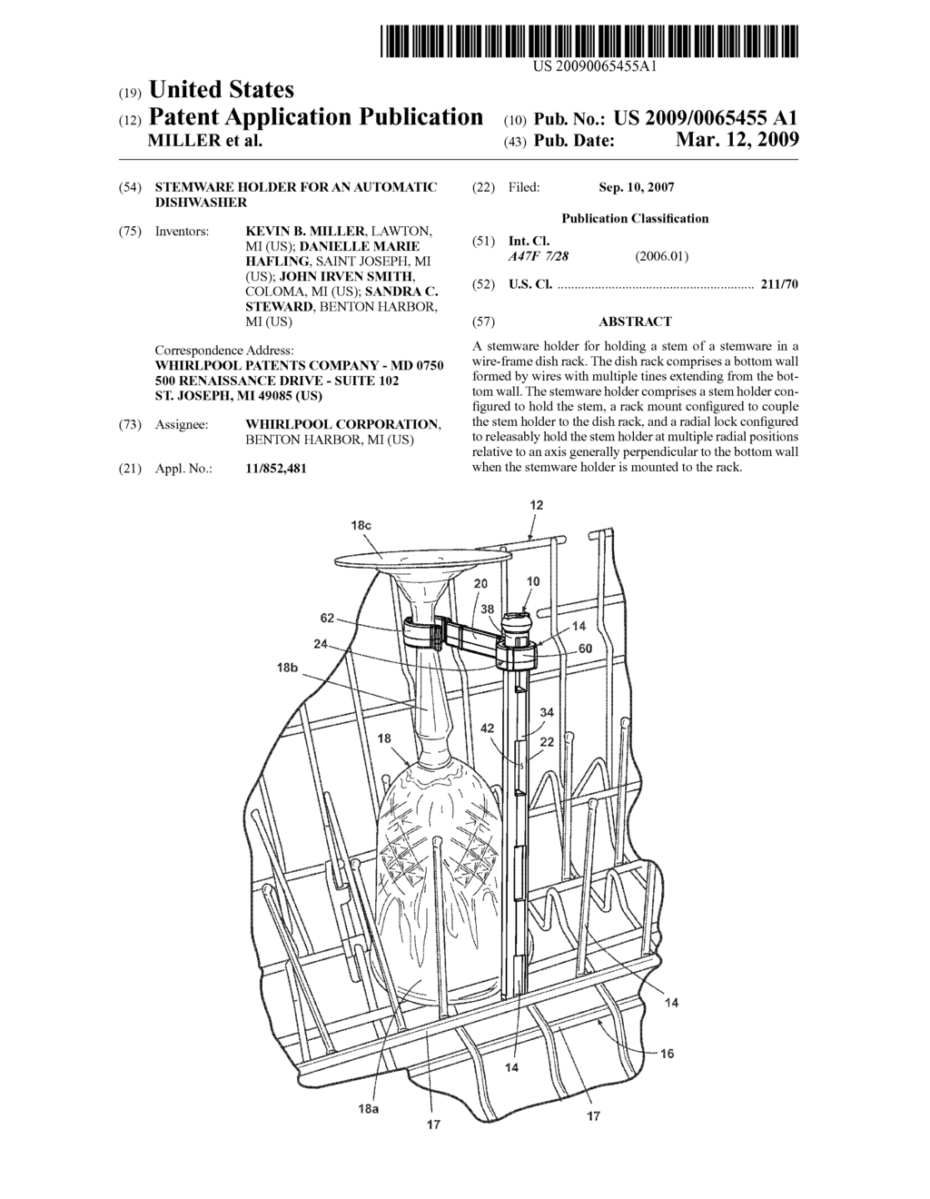 STEMWARE HOLDER FOR AN AUTOMATIC DISHWASHER - diagram, schematic, and image 01