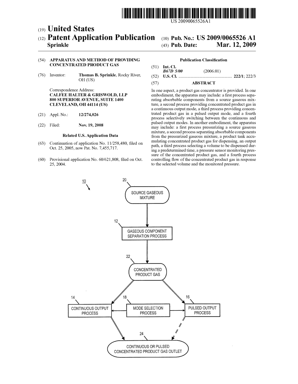 Apparatus and Method of Providing Concentrated Product Gas - diagram, schematic, and image 01