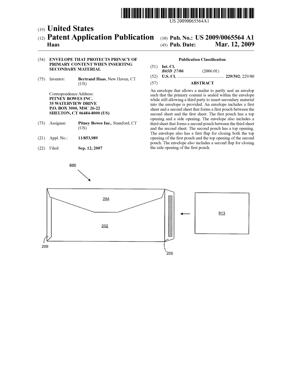 ENVELOPE THAT PROTECTS PRIVACY OF PRIMARY CONTENT WHEN INSERTING SECONDARY MATERIAL - diagram, schematic, and image 01