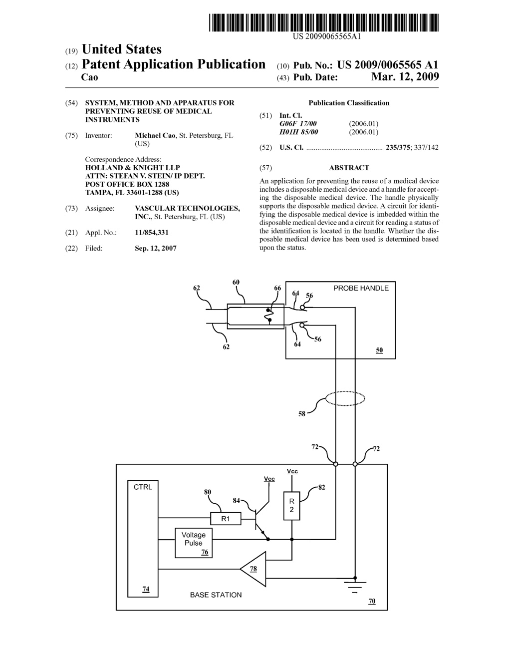 SYSTEM, METHOD AND APPARATUS FOR PREVENTING REUSE OF MEDICAL INSTRUMENTS - diagram, schematic, and image 01