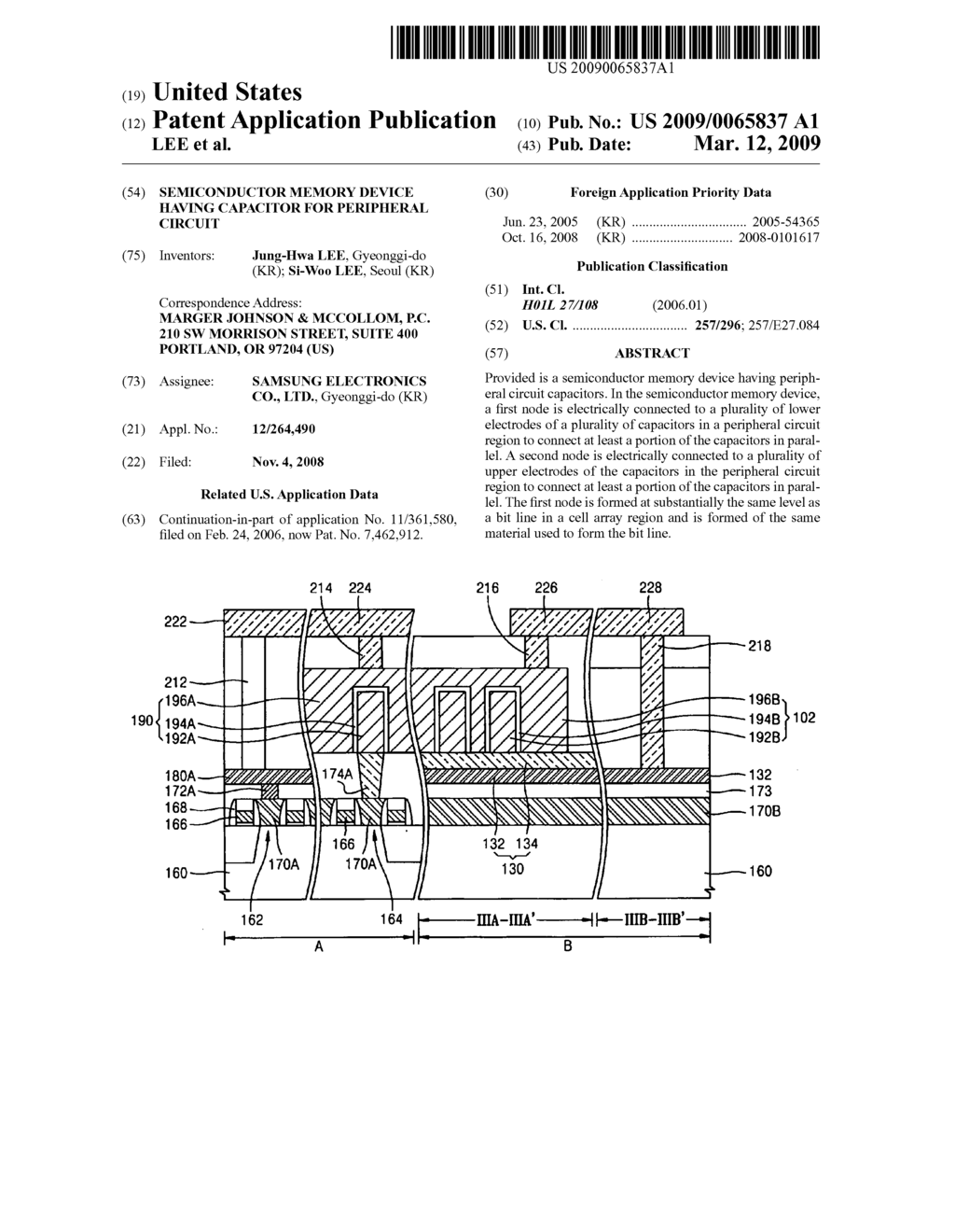 SEMICONDUCTOR MEMORY DEVICE HAVING CAPACITOR FOR PERIPHERAL CIRCUIT - diagram, schematic, and image 01