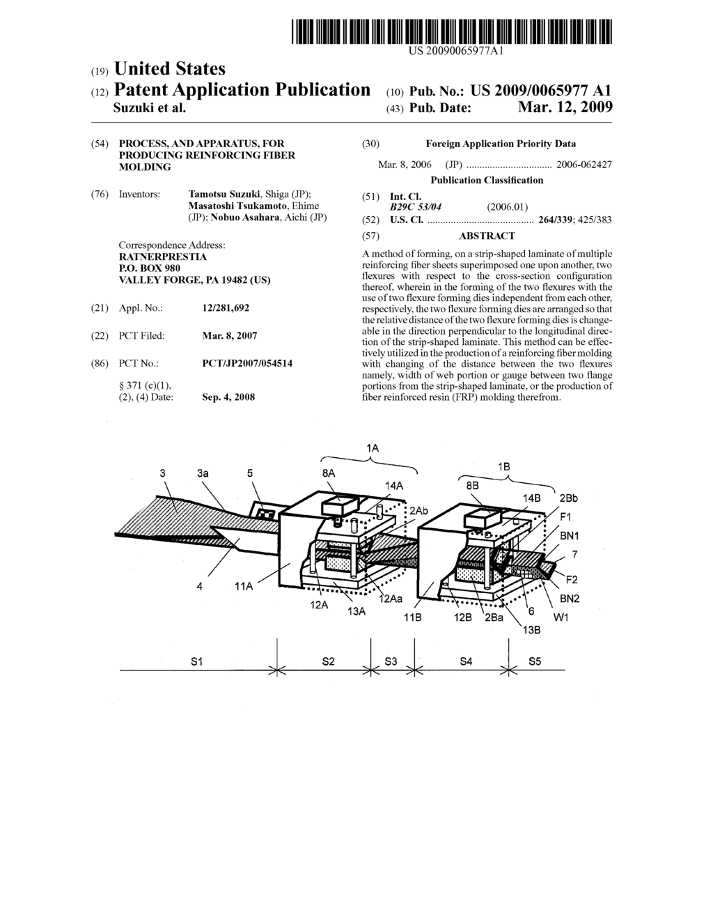 PROCESS, AND APPARATUS, FOR PRODUCING REINFORCING FIBER MOLDING - diagram, schematic, and image 01