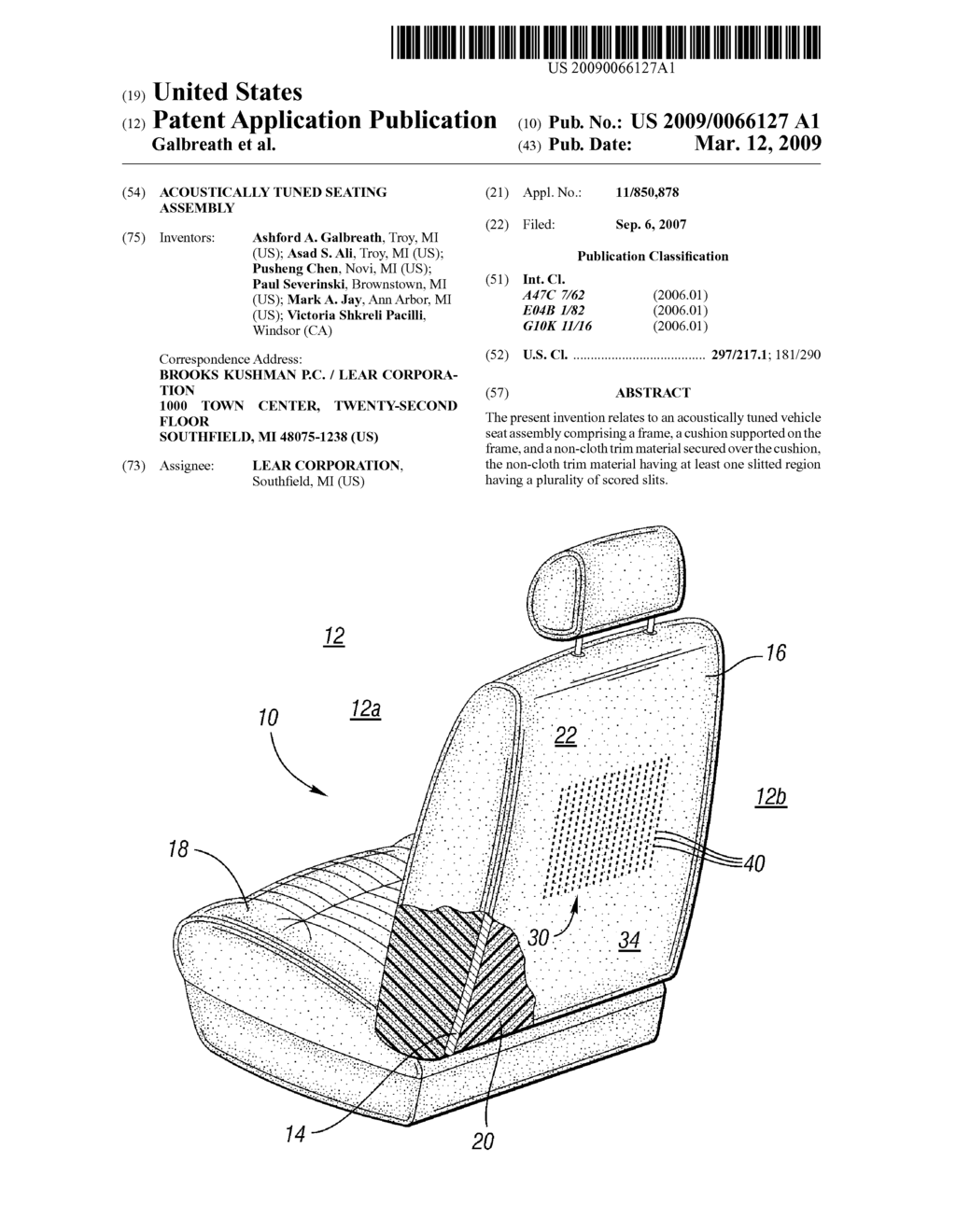 ACOUSTICALLY TUNED SEATING ASSEMBLY - diagram, schematic, and image 01