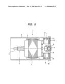 Commutator motor utilizing existing part to restrict radially outward movement of brush holders diagram and image