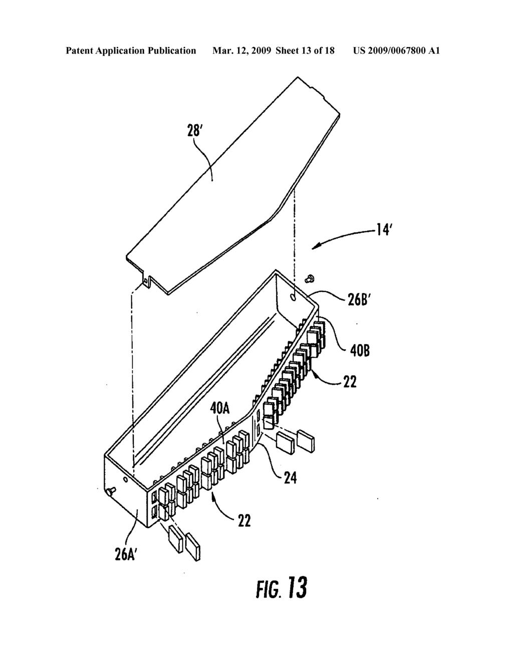 Fiber optic adapter module and tray - diagram, schematic, and image 14