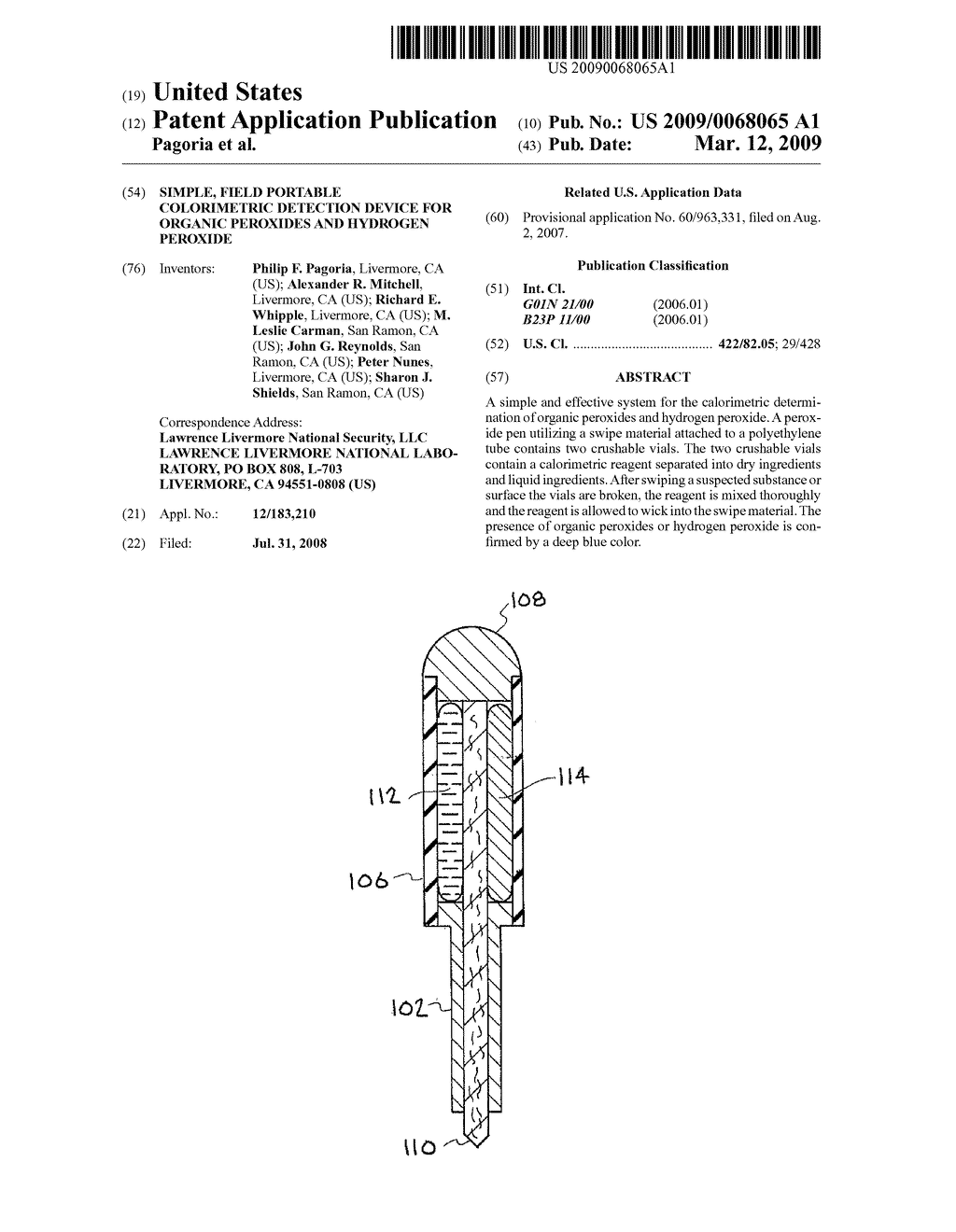 Simple, Field Portable Colorimetric Detection Device For Organic Peroxides and Hydrogen Peroxide - diagram, schematic, and image 01