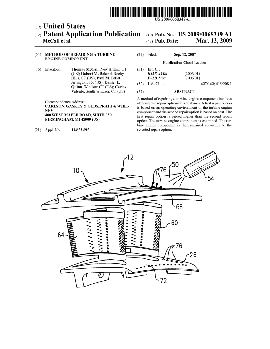 METHOD OF REPAIRING A TURBINE ENGINE COMPONENT - diagram, schematic, and image 01