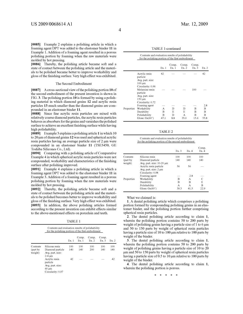 Dental polishing article which contains spherical resin particles - diagram, schematic, and image 07