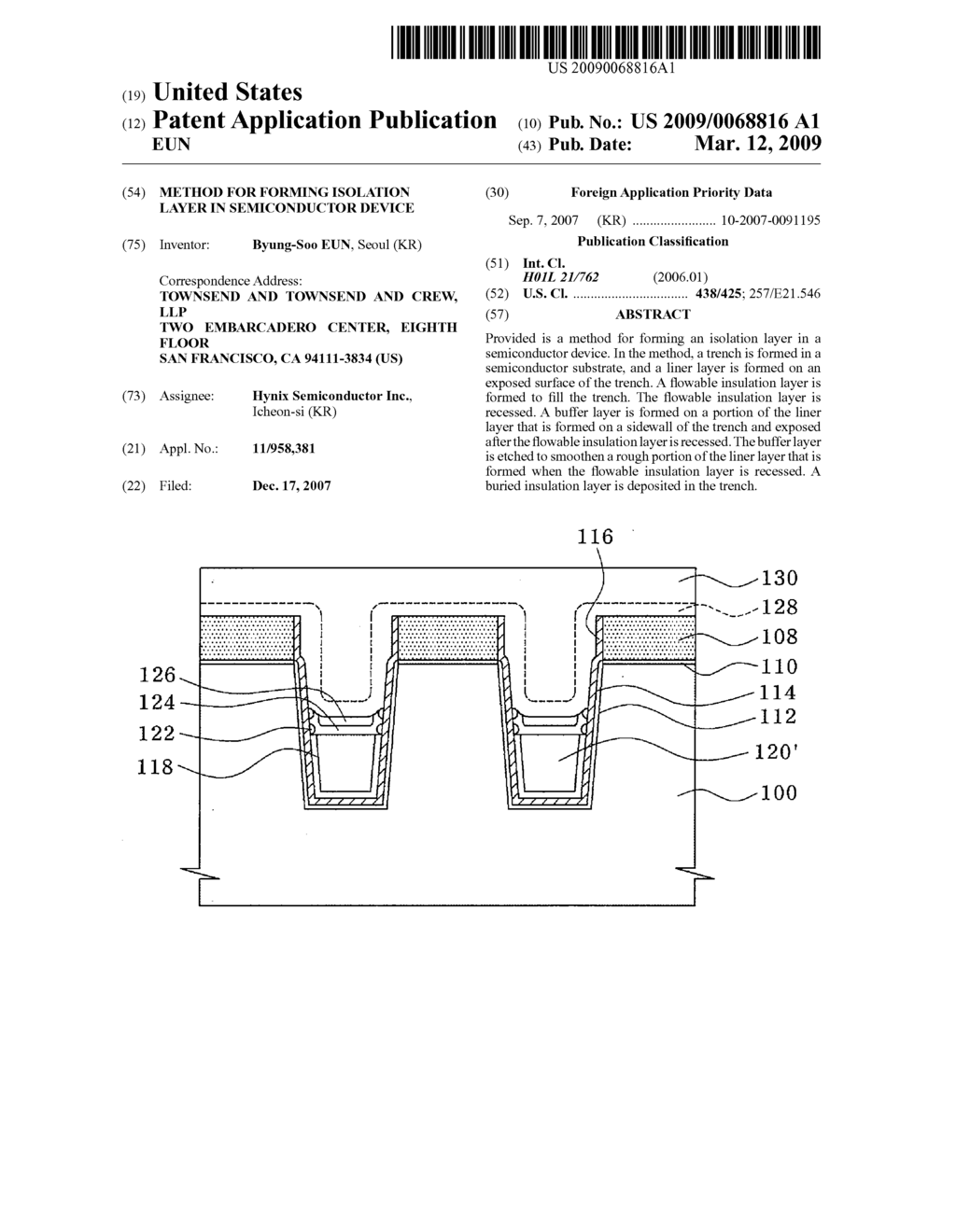 METHOD FOR FORMING ISOLATION LAYER IN SEMICONDUCTOR DEVICE - diagram, schematic, and image 01