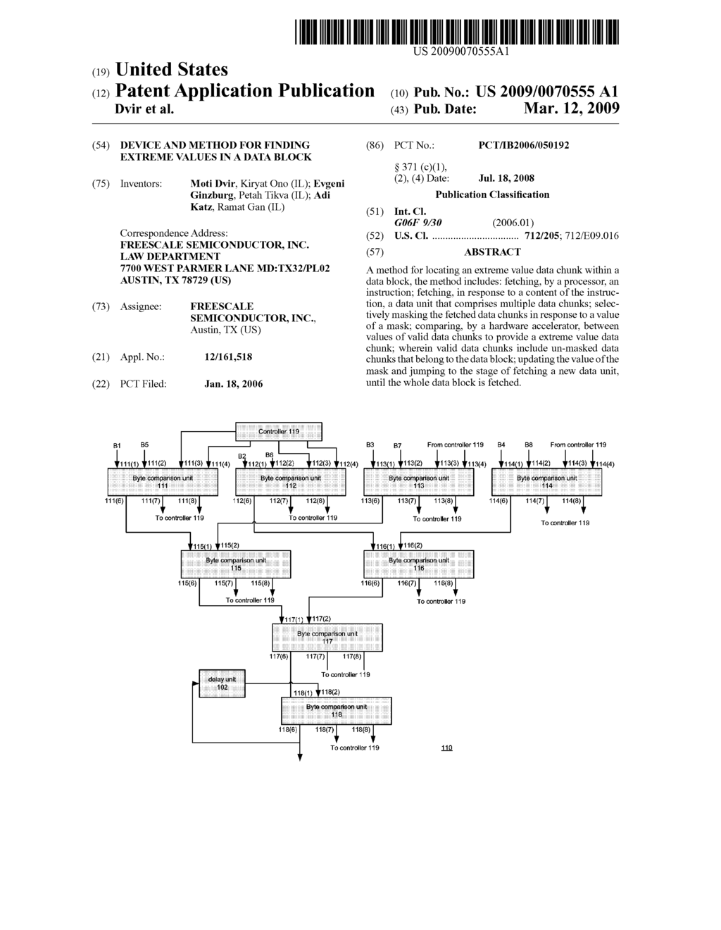 DEVICE AND METHOD FOR FINDING EXTREME VALUES IN A DATA BLOCK - diagram, schematic, and image 01