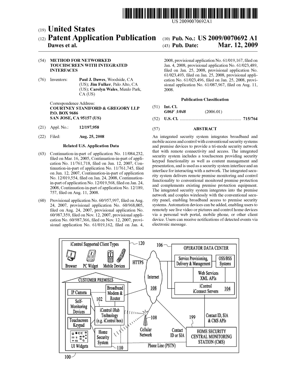 Method For Networked Touchscreen With Integrated Interfaces - diagram, schematic, and image 01