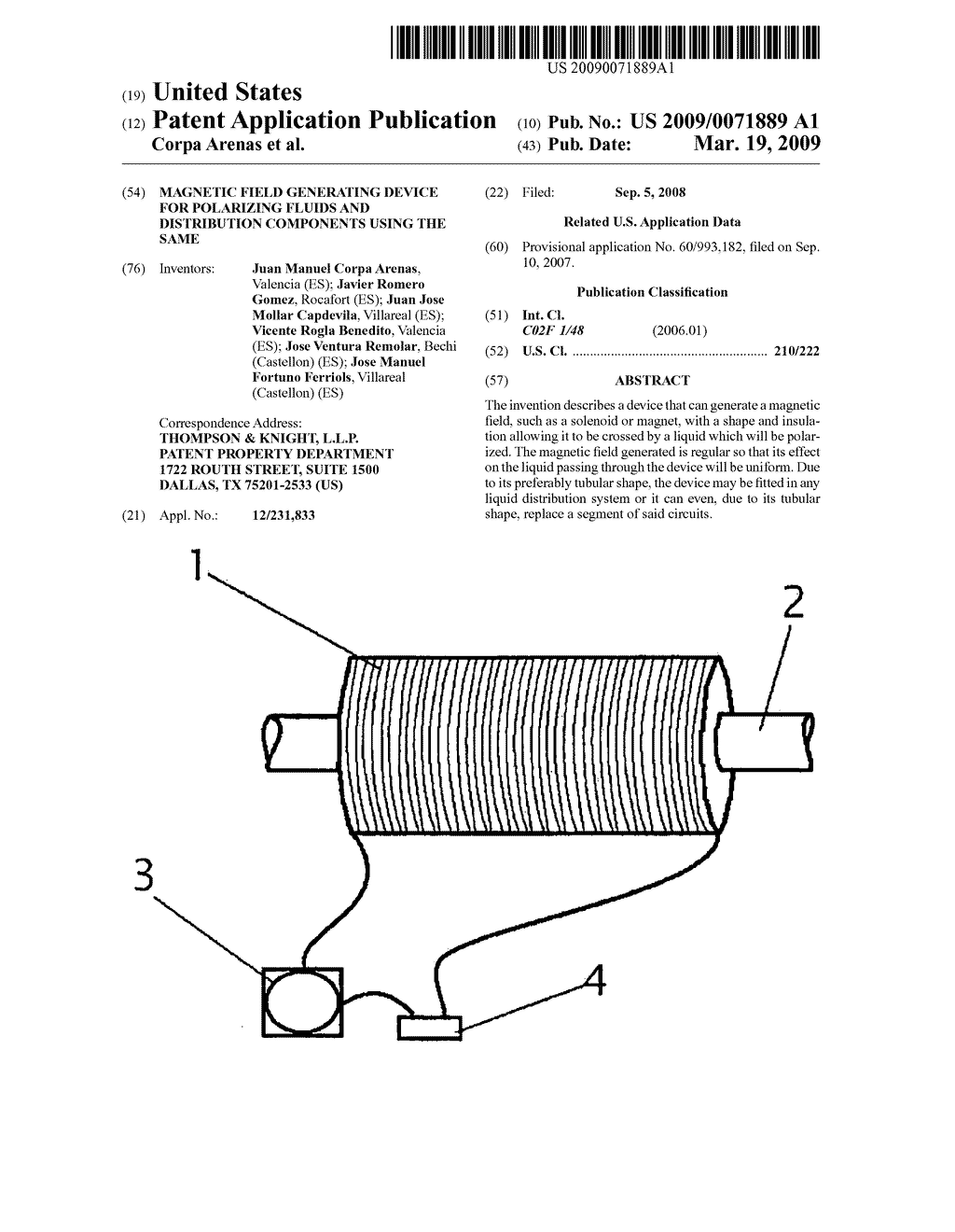 Magnetic field generating device for polarizing fluids and distribution components using the same - diagram, schematic, and image 01