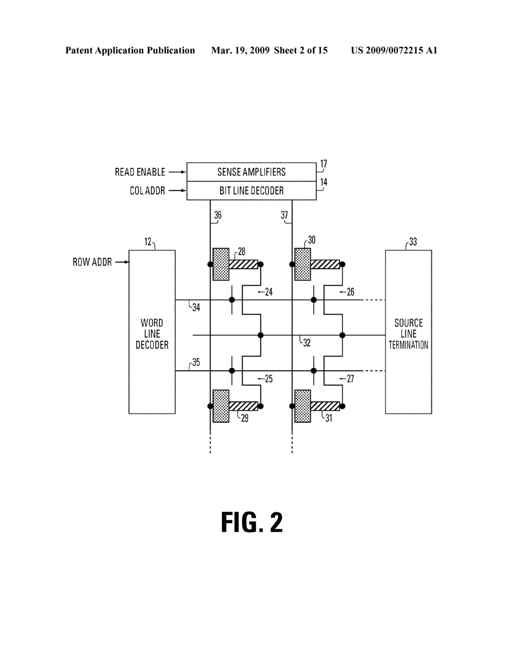 PHASE CHANGE MEMORY CELL IN VIA ARRAY WITH SELF-ALIGNED, SELF-CONVERGED BOTTOM ELECTRODE AND METHOD FOR MANUFACTURING - diagram, schematic, and image 03