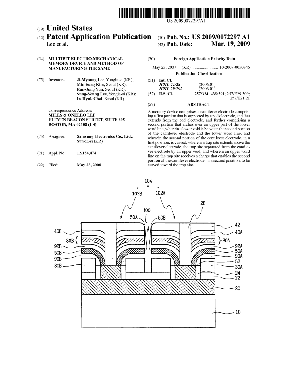 Multibit electro-mechanical memory device and method of manufacturing the same - diagram, schematic, and image 01