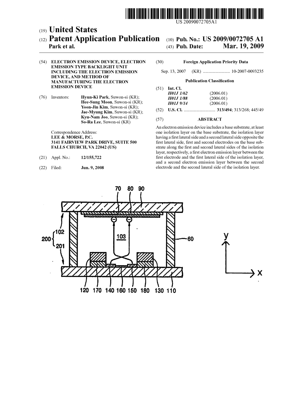 Electron emission device, electron emission type backlight unit including the electron emission device, and method of manufacturing the electron emission device - diagram, schematic, and image 01