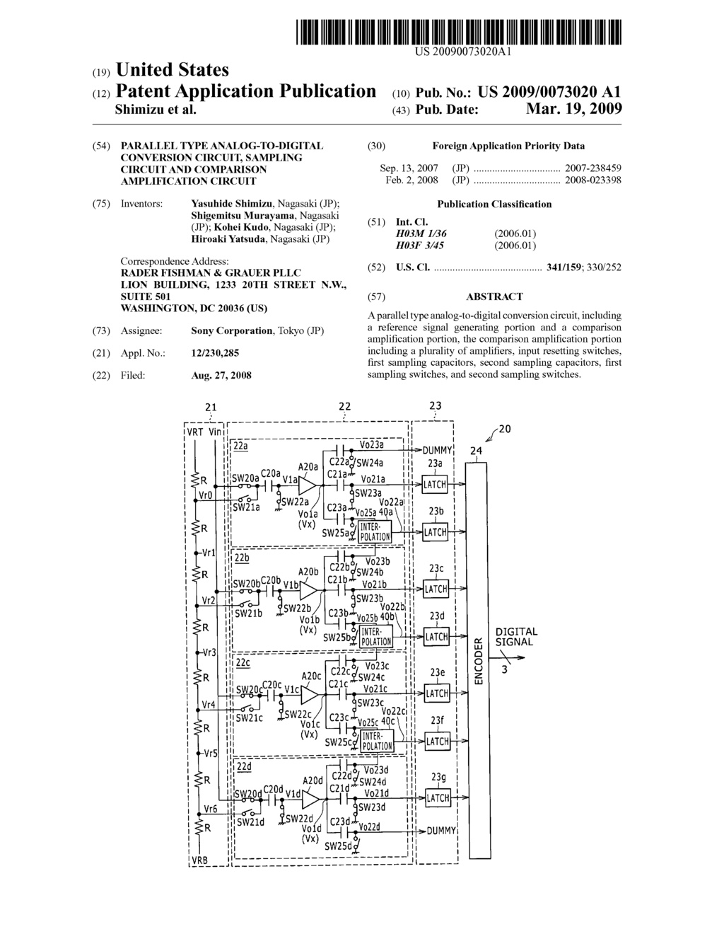 Parallel type analog-to-digital conversion circuit, sampling circuit and comparison amplification circuit - diagram, schematic, and image 01