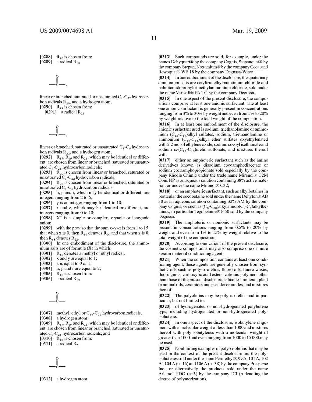 COSMETIC COMPOSITIONS CONTAINING AT LEAST ONE CATIONIC COPOLYMER, AT LEAST ONE CYCLODEXTRIN AND AT LEAST ONE SURFACTANT, AND USES THEREOF - diagram, schematic, and image 12