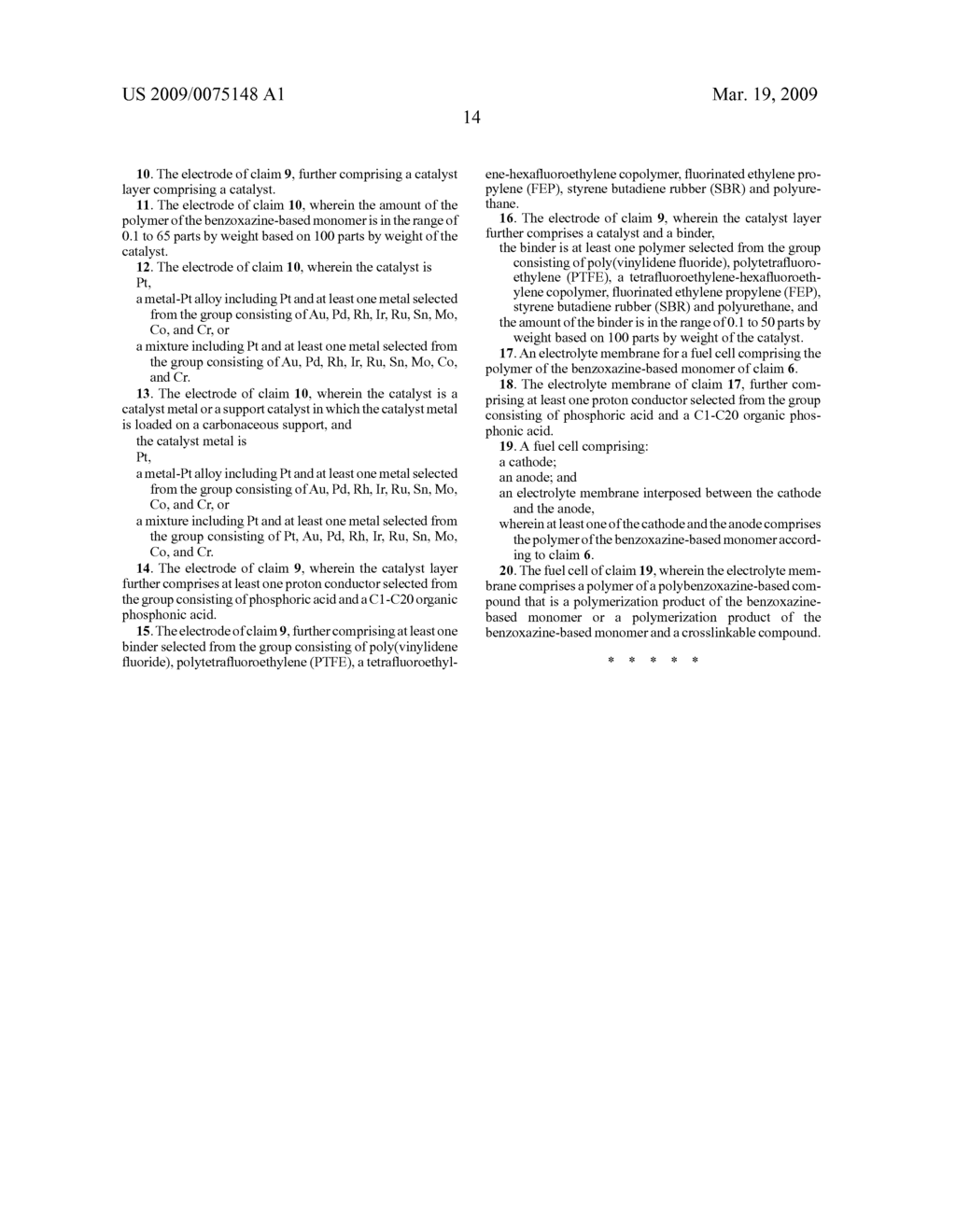 BENZOXAZINE-BASED MONOMER, POLYMER THEREOF, ELECTRODE FOR FUEL CELL INCLUDING THE SAME, ELECTROLYTE MEMBRANE FOR FUEL CELL INCLUDING THE SAME, AND FUEL CELL USING THE SAME - diagram, schematic, and image 25