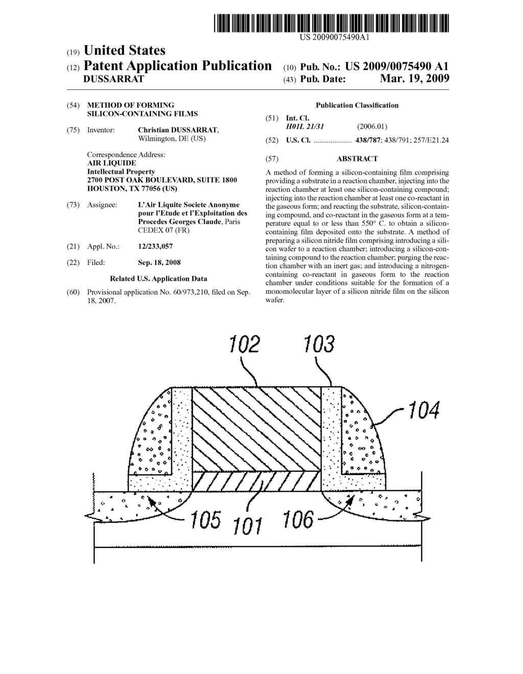 METHOD OF FORMING SILICON-CONTAINING FILMS - diagram, schematic, and image 01