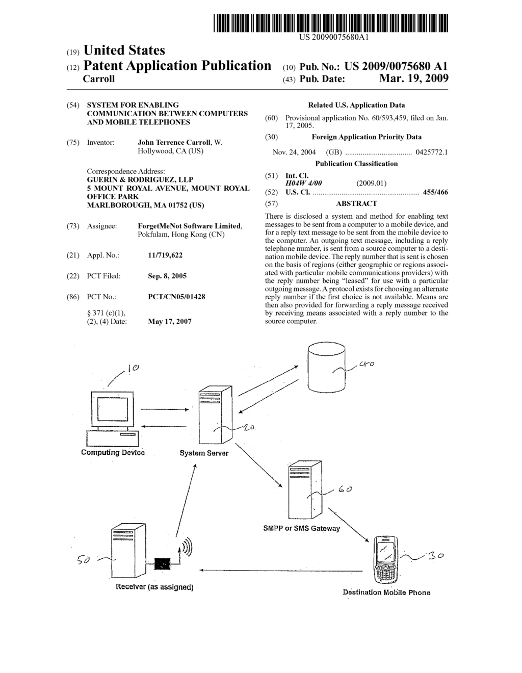 System for Enabling Communication Between Computers and Mobile Telephones - diagram, schematic, and image 01