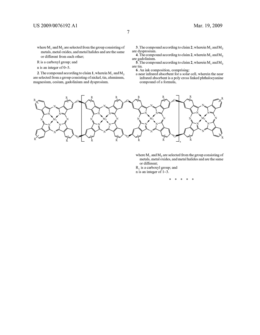 POLY CROSS LINKED PHTHALOCYANINE COMPOUND FOR SOLAR CELL AND INK COMPOSITION COMPRISING THE SAME - diagram, schematic, and image 13