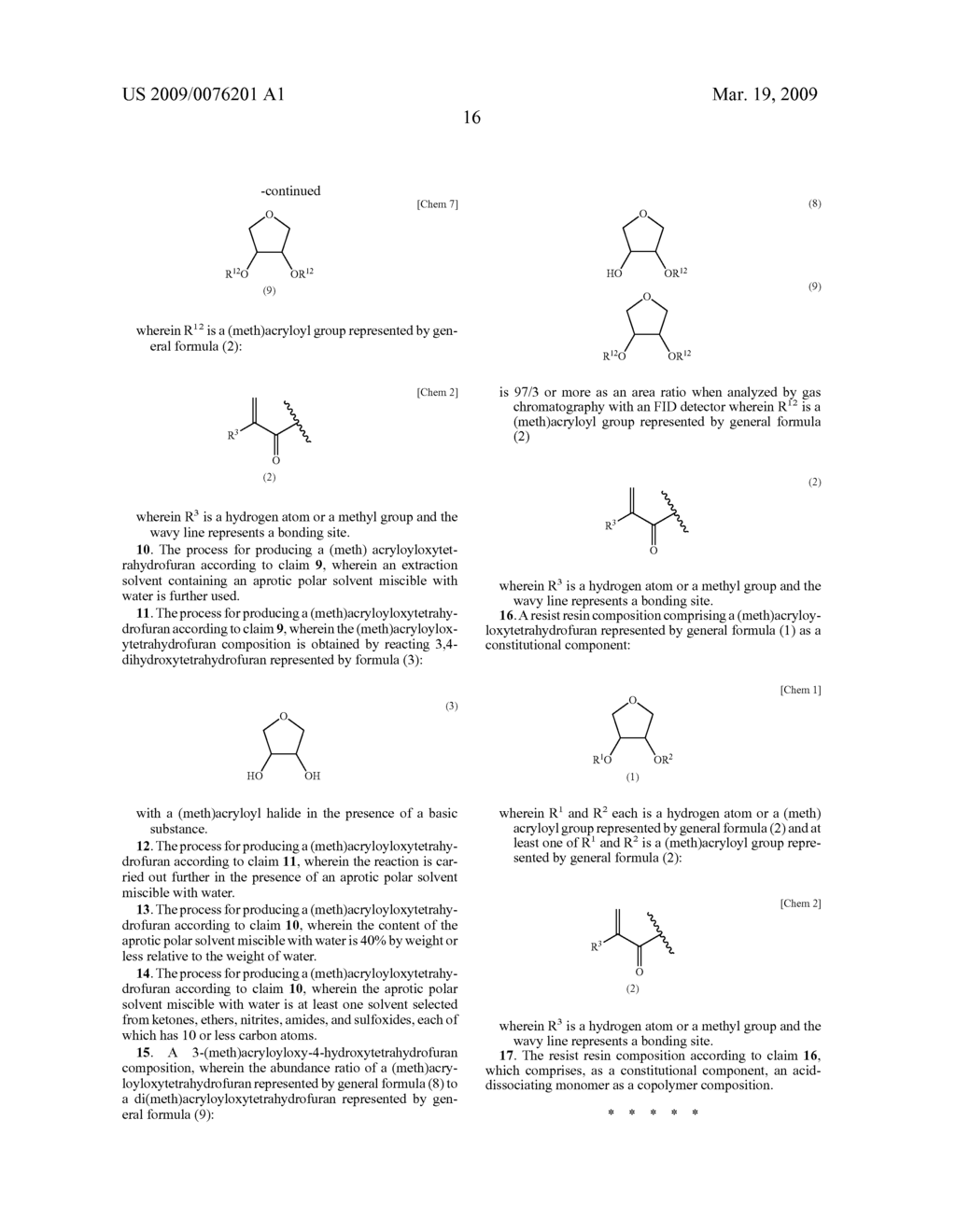 (METH) ACRYLOYLOXYTETRAHYDROFURANS AND PROCESS FOR PRODUCTION THEREOF - diagram, schematic, and image 17