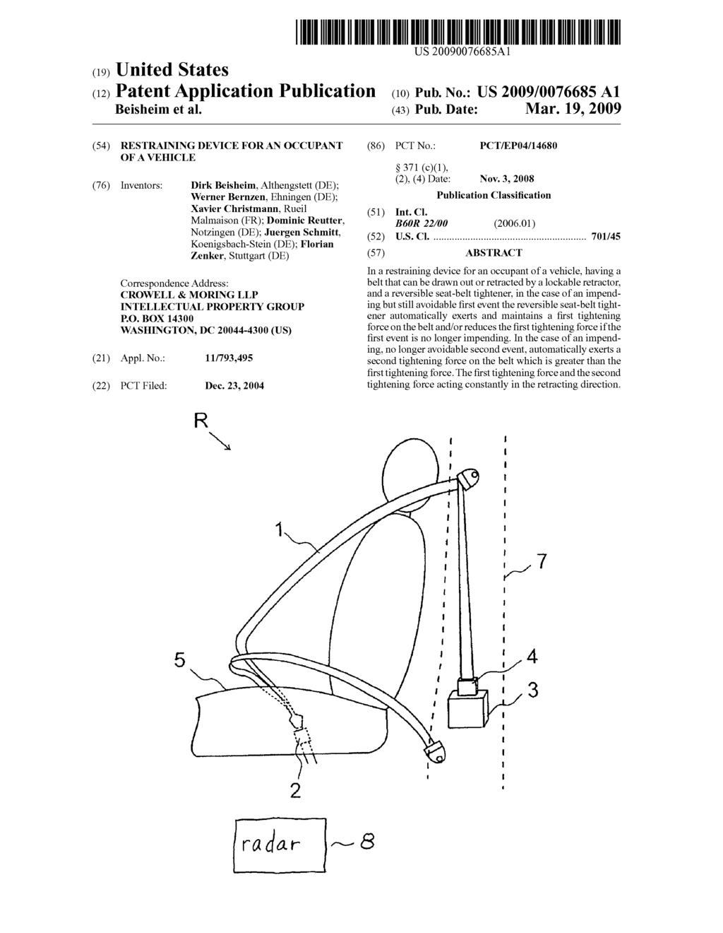 Restraining Device for an Occupant of a Vehicle - diagram, schematic, and image 01