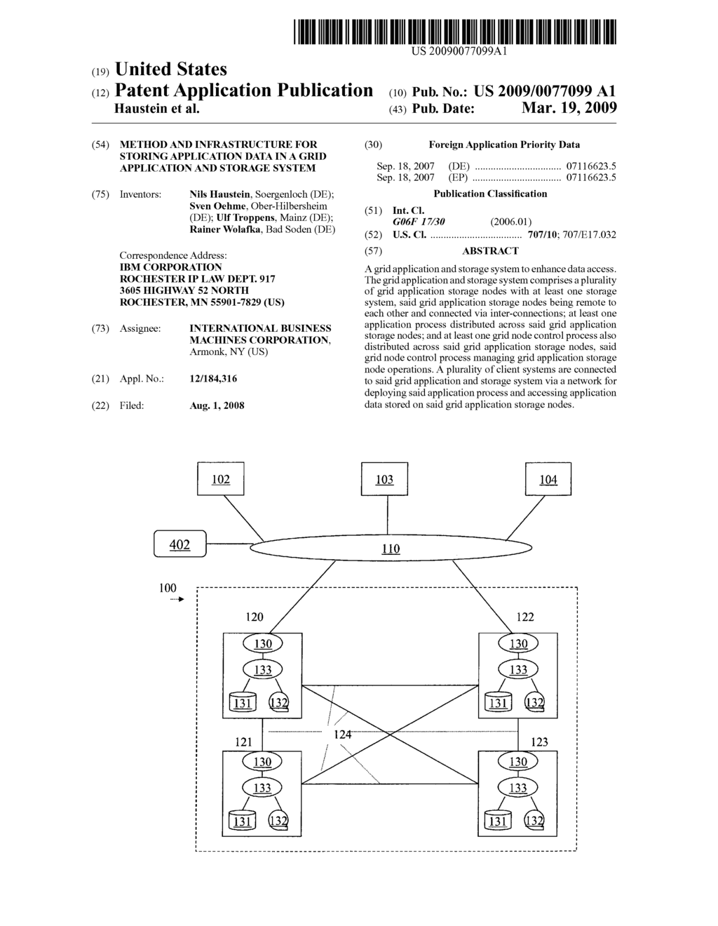 Method and Infrastructure for Storing Application Data in a Grid Application and Storage System - diagram, schematic, and image 01