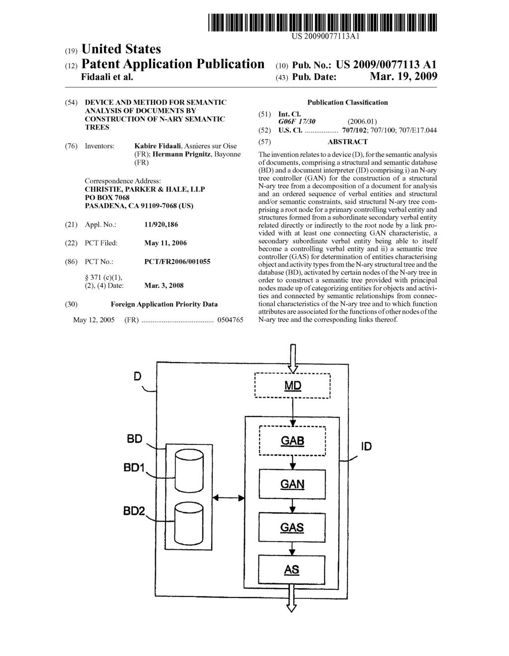 Device and method for semantic analysis of documents by construction of n-ary semantic trees - diagram, schematic, and image 01