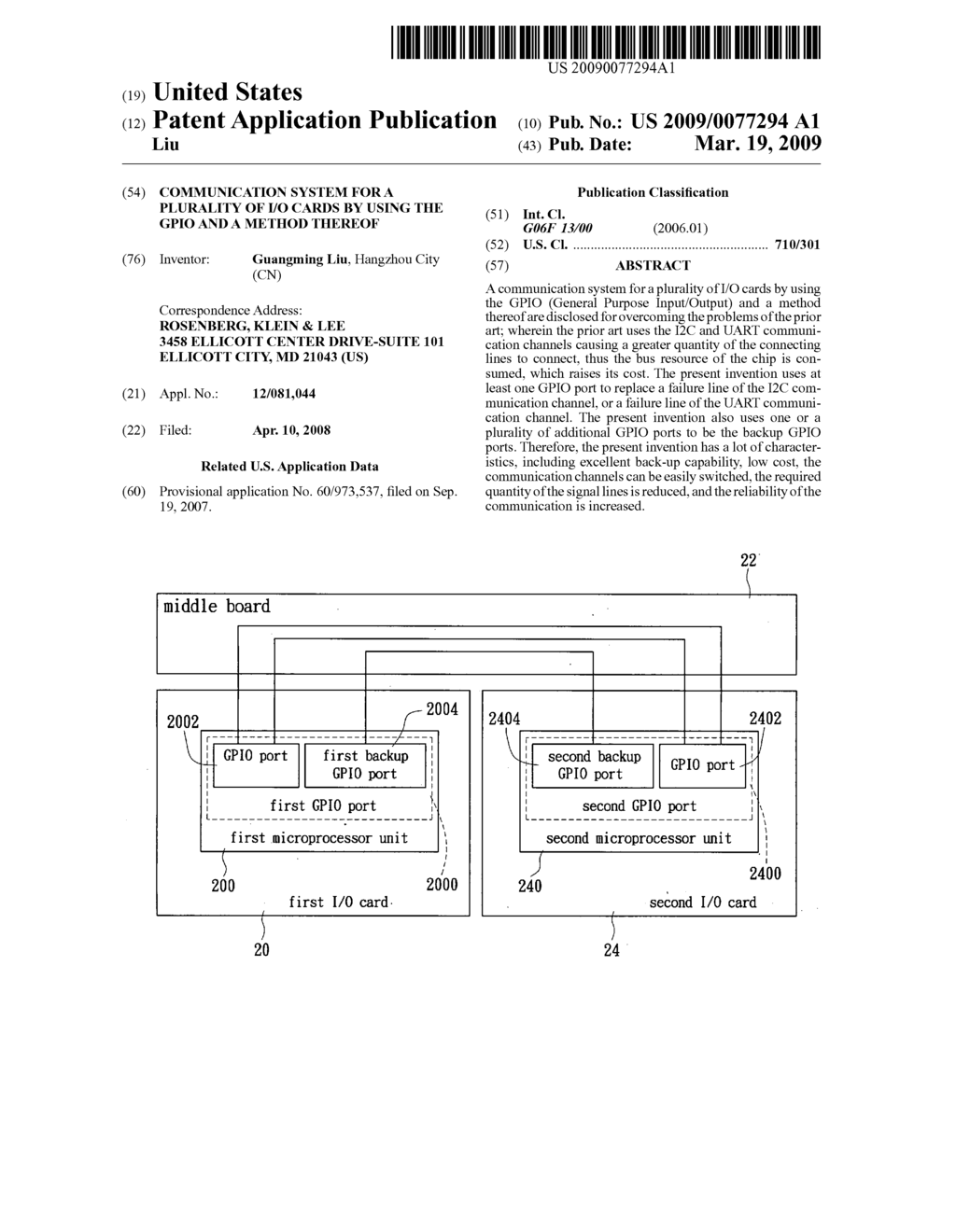 Communication system for a plurality of I/O cards by using the GPIO and a method thereof - diagram, schematic, and image 01