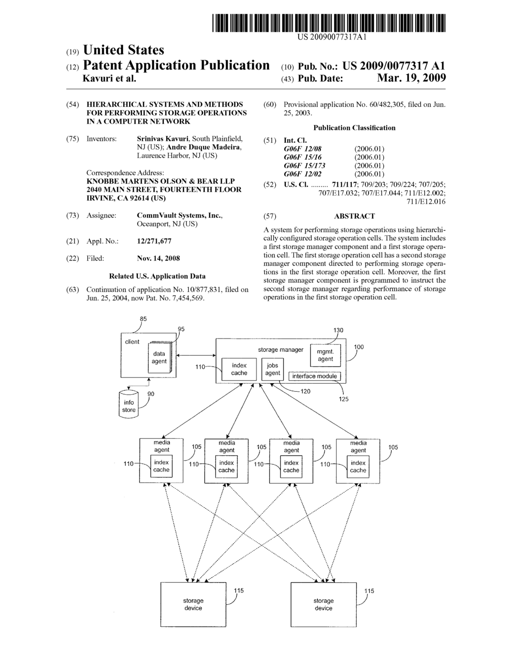 HIERARCHICAL SYSTEMS AND METHODS FOR PERFORMING STORAGE OPERATIONS IN A COMPUTER NETWORK - diagram, schematic, and image 01