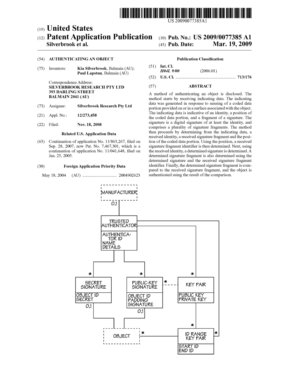 Authenticating An Object - diagram, schematic, and image 01