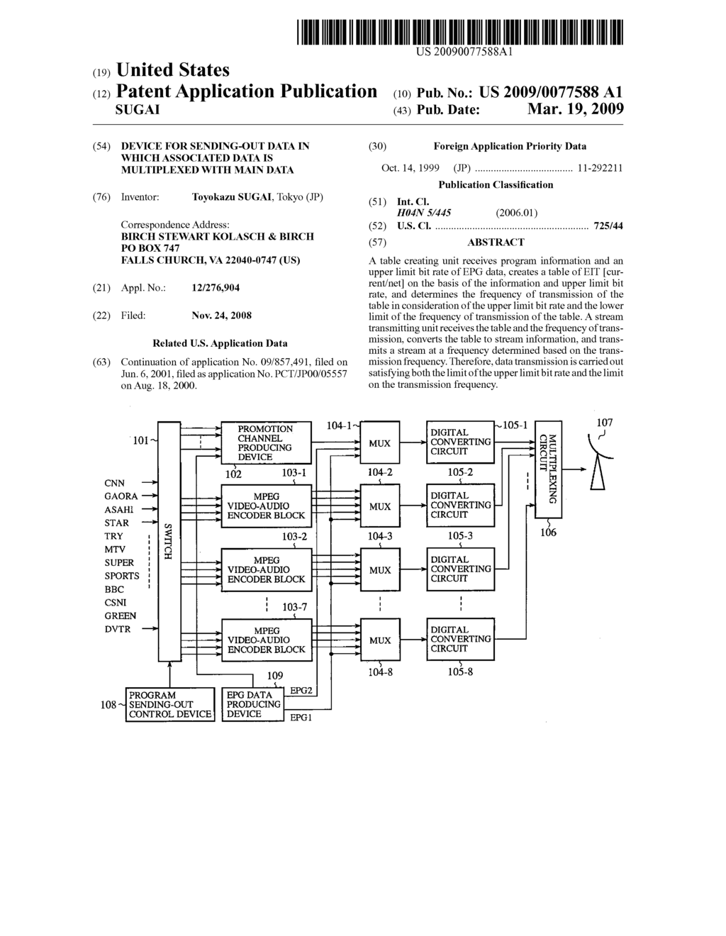 DEVICE FOR SENDING-OUT DATA IN WHICH ASSOCIATED DATA IS MULTIPLEXED WITH MAIN DATA - diagram, schematic, and image 01