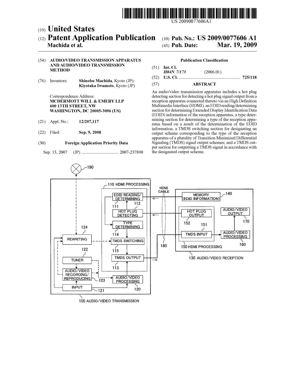 AUDIO/VIDEO TRANSMISSION APPARATUS AND AUDIO/VIDEO TRANSMISSION METHOD - diagram, schematic, and image 01