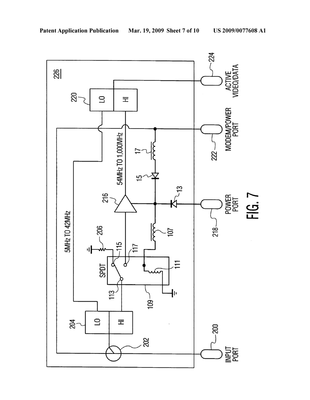 Constant input port impedance for CATV amplifier with passive modem port - diagram, schematic, and image 08