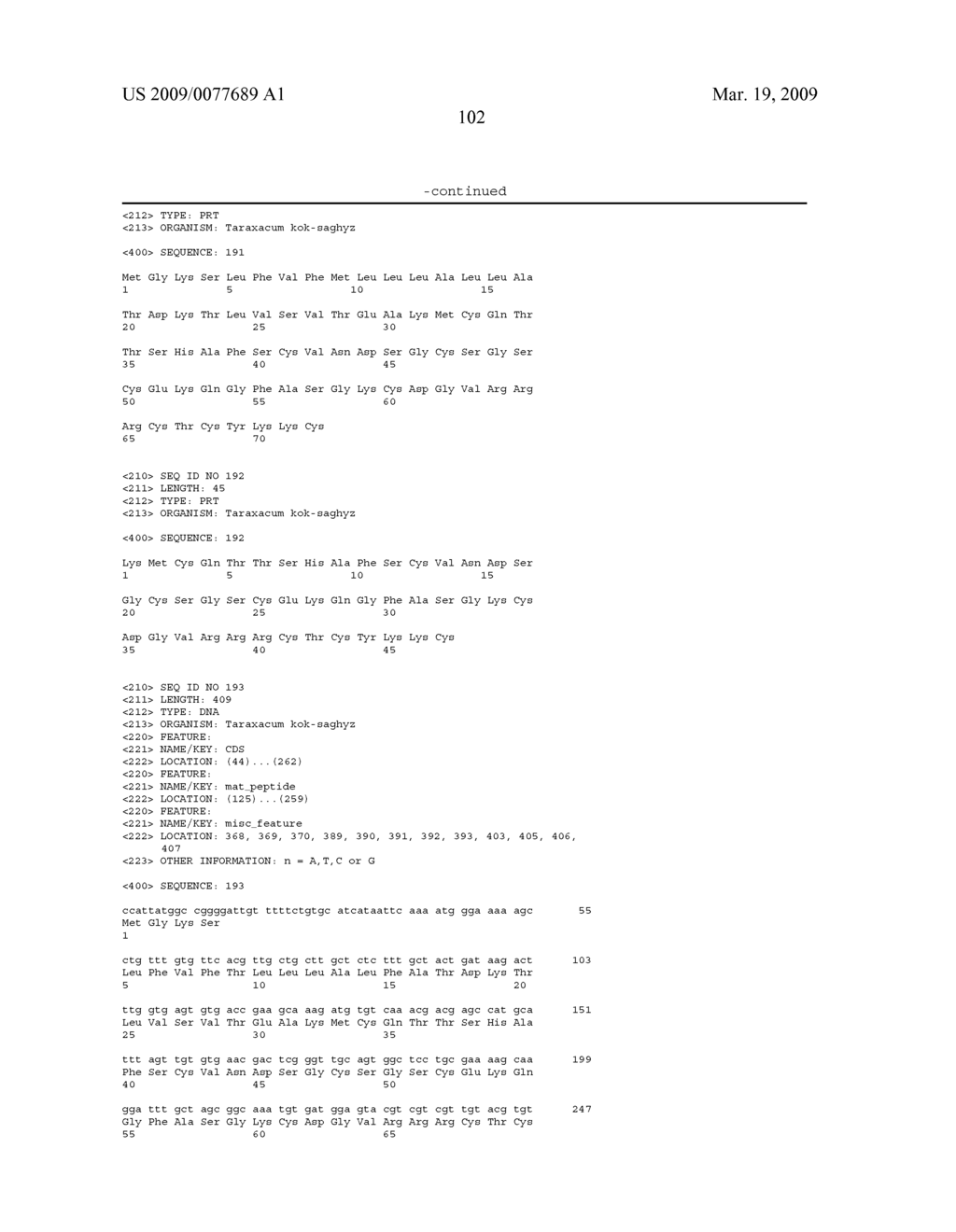 DEFENSIN POLYNUCLEOTIDES AND METHODS OF USE - diagram, schematic, and image 104