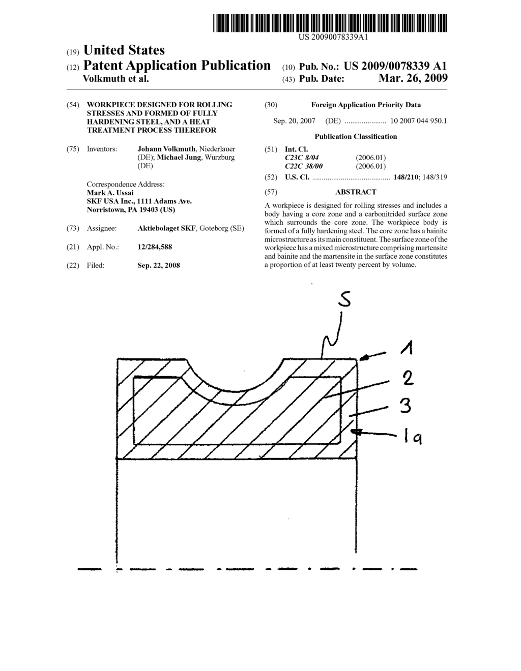 Workpiece designed for rolling stresses and formed of fully hardening steel, and a heat treatment process therefor - diagram, schematic, and image 01