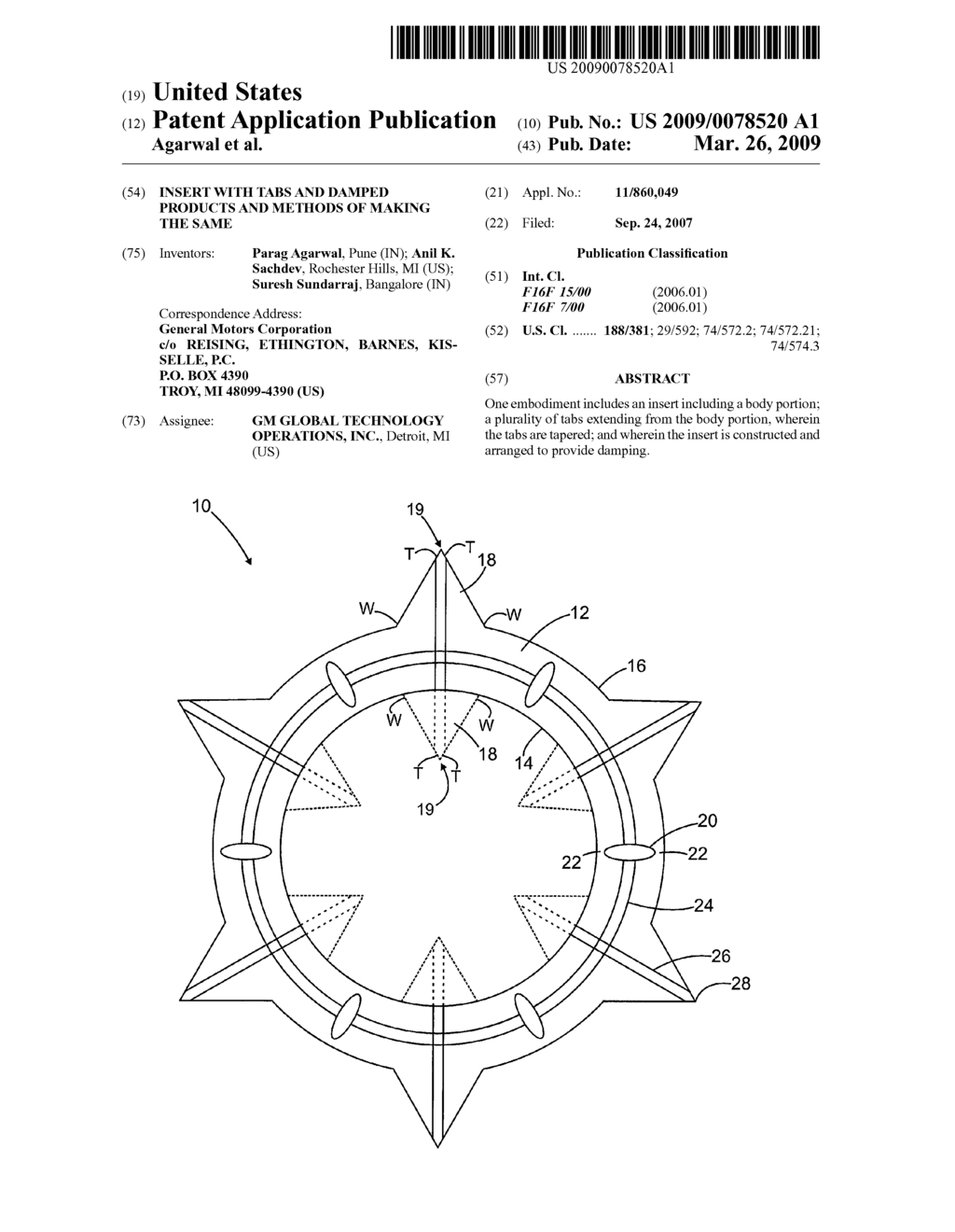 INSERT WITH TABS AND DAMPED PRODUCTS AND METHODS OF MAKING THE SAME - diagram, schematic, and image 01