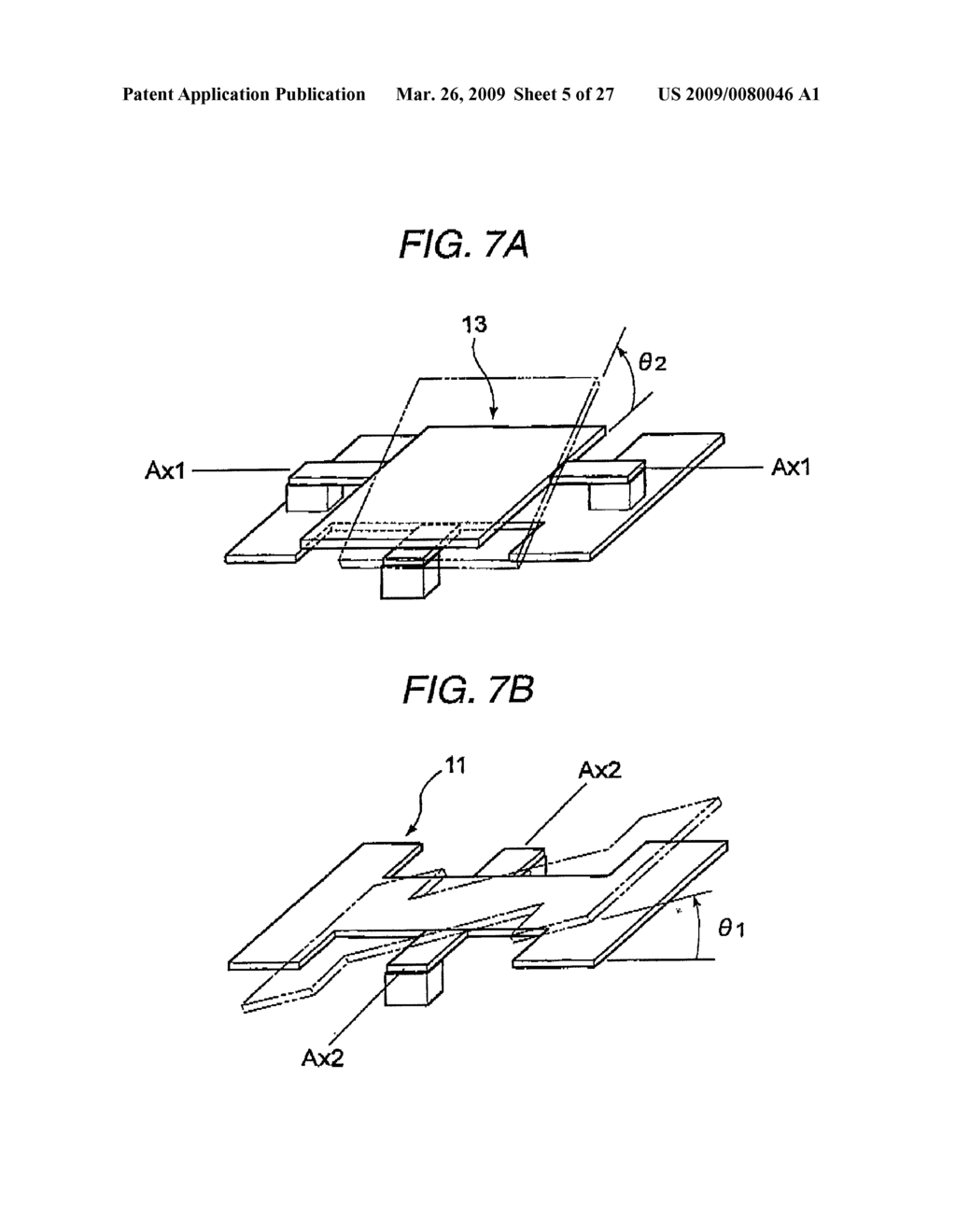 OPTICAL SCANNING ELEMENT, DRIVING METHOD FOR SAME, AND OPTICAL SCANNING PROBE EMPLOYING OPTICAL SCANNING ELEMENT - diagram, schematic, and image 06