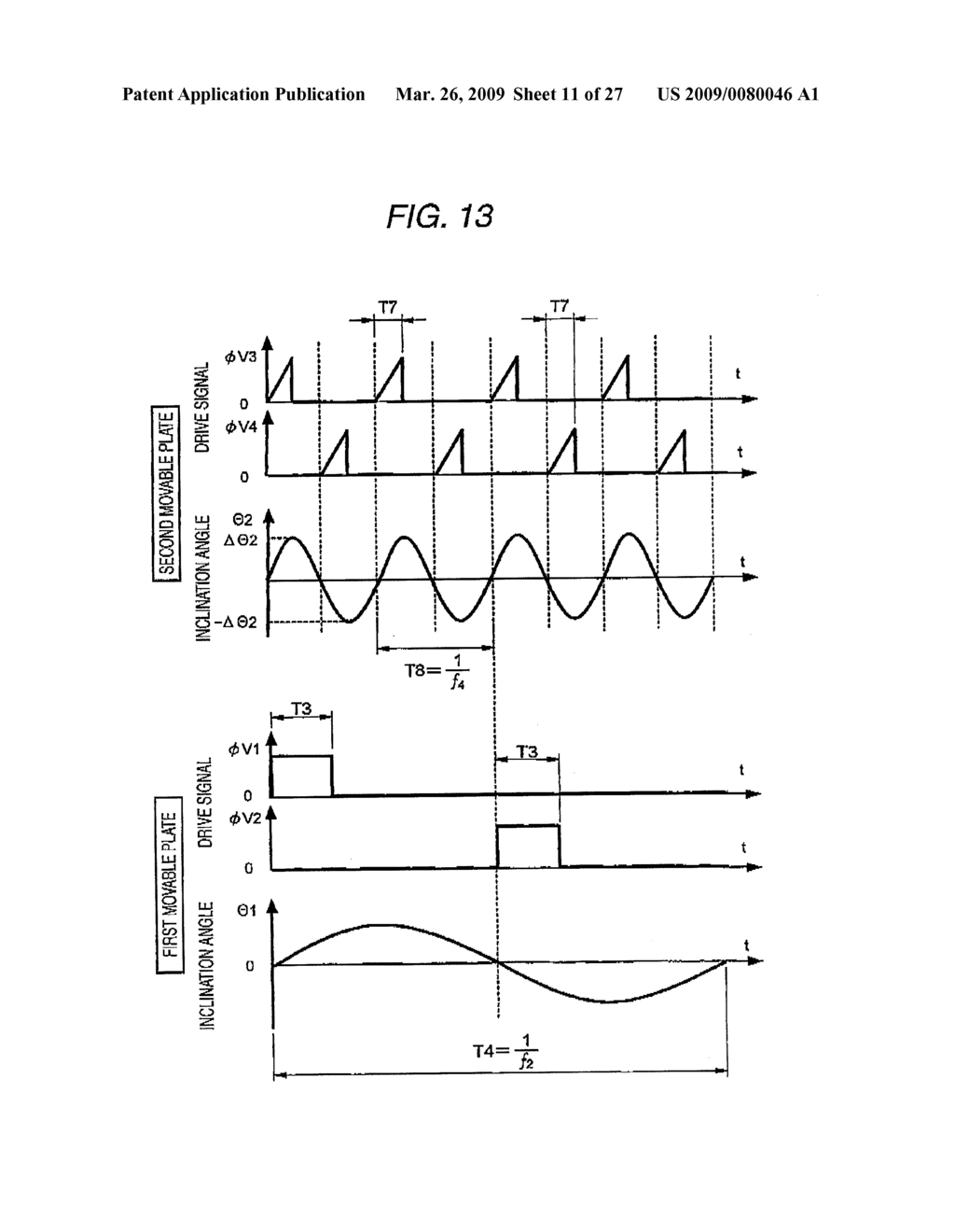 OPTICAL SCANNING ELEMENT, DRIVING METHOD FOR SAME, AND OPTICAL SCANNING PROBE EMPLOYING OPTICAL SCANNING ELEMENT - diagram, schematic, and image 12