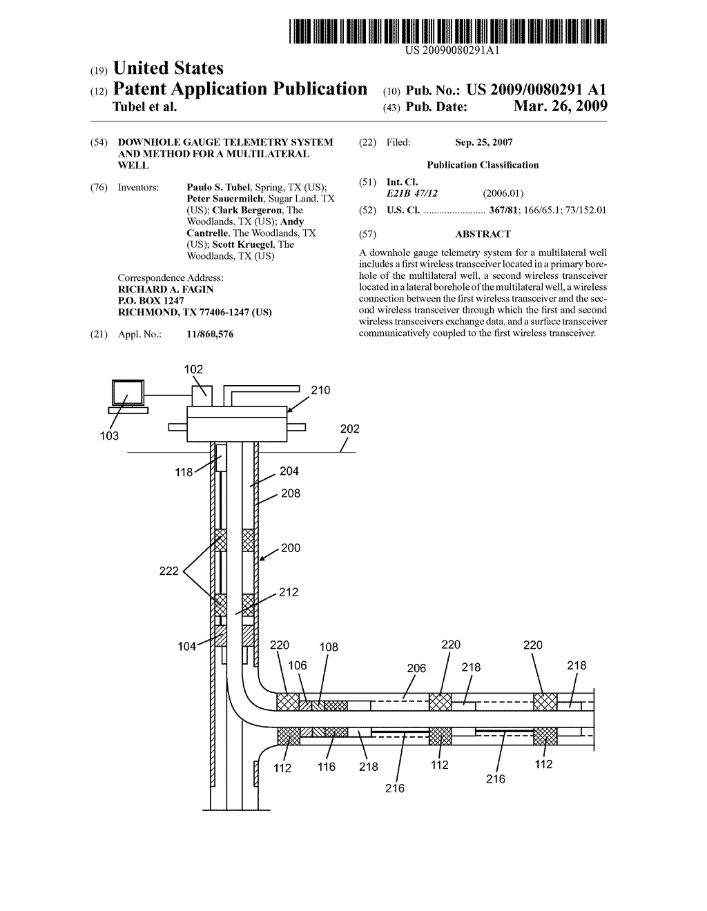 DOWNHOLE GAUGE TELEMETRY SYSTEM AND METHOD FOR A MULTILATERAL WELL - diagram, schematic, and image 01