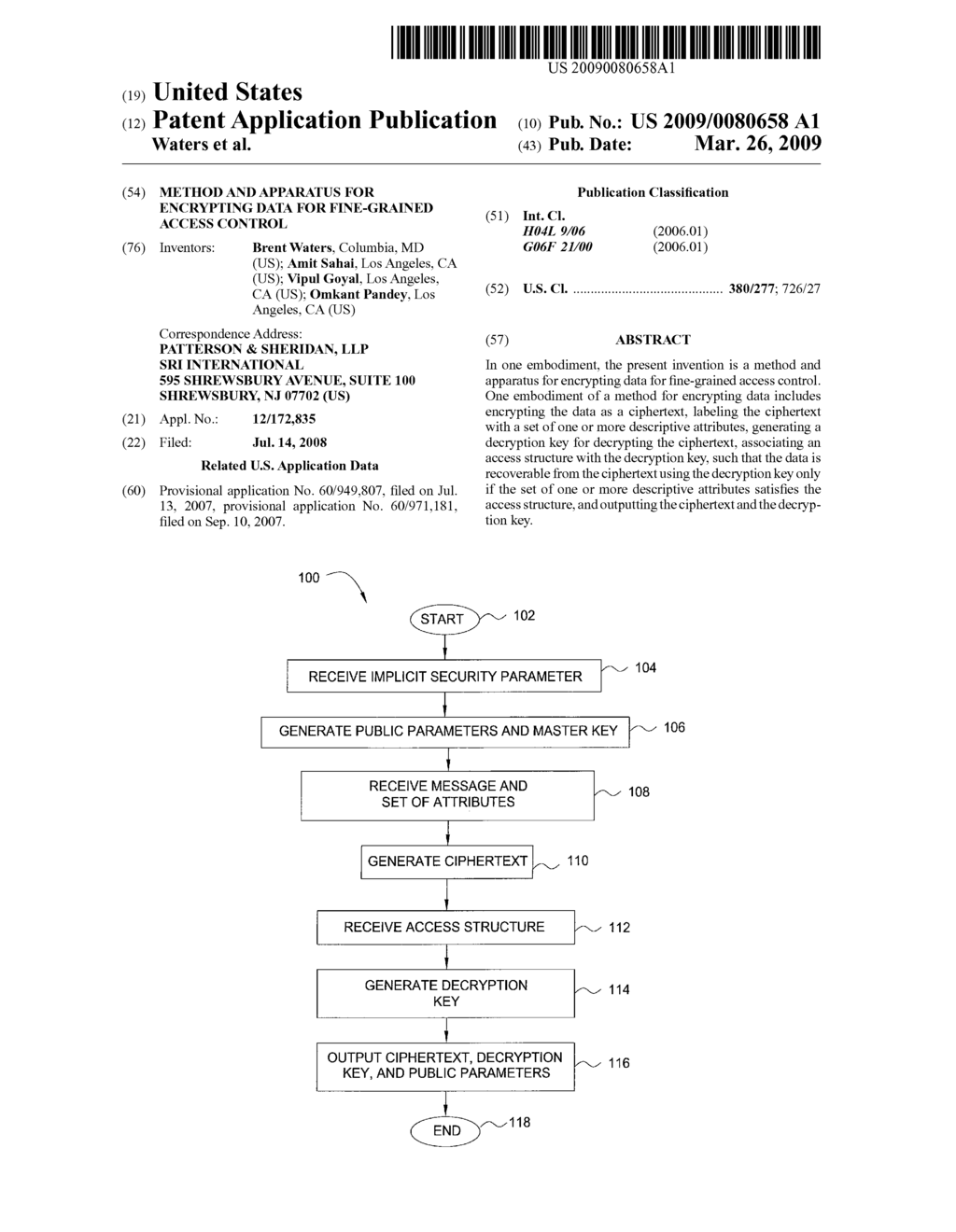 METHOD AND APPARATUS FOR ENCRYPTING DATA FOR FINE-GRAINED ACCESS CONTROL - diagram, schematic, and image 01