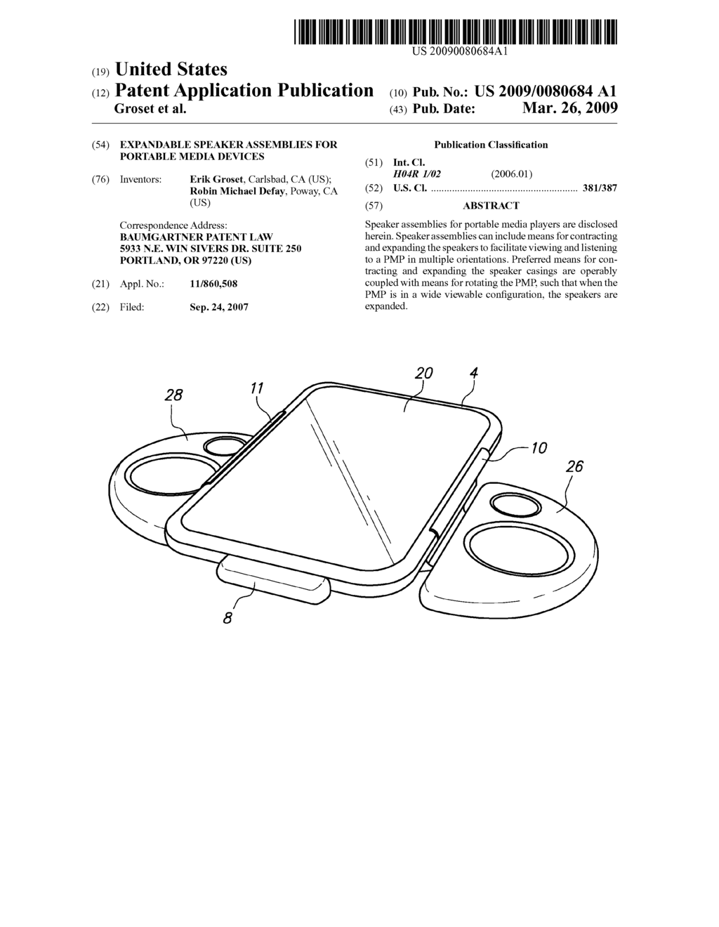 EXPANDABLE SPEAKER ASSEMBLIES FOR PORTABLE MEDIA DEVICES - diagram, schematic, and image 01