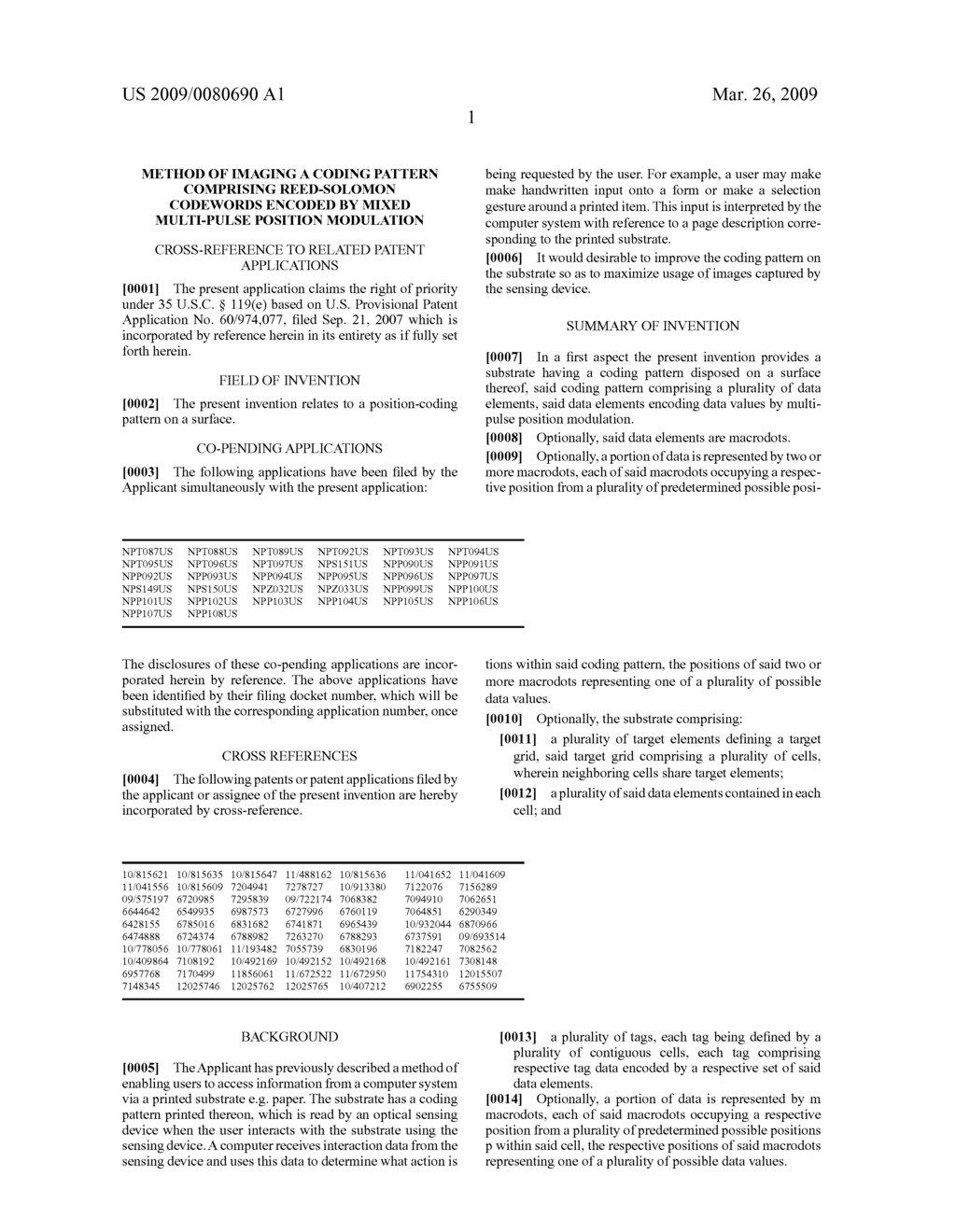 METHOD OF IMAGING A CODING PATTERN COMPRISING REED-SOLOMON CODEWORDS ENCODED BY MIXED MULTI-PULSE POSITION MODULATION - diagram, schematic, and image 20