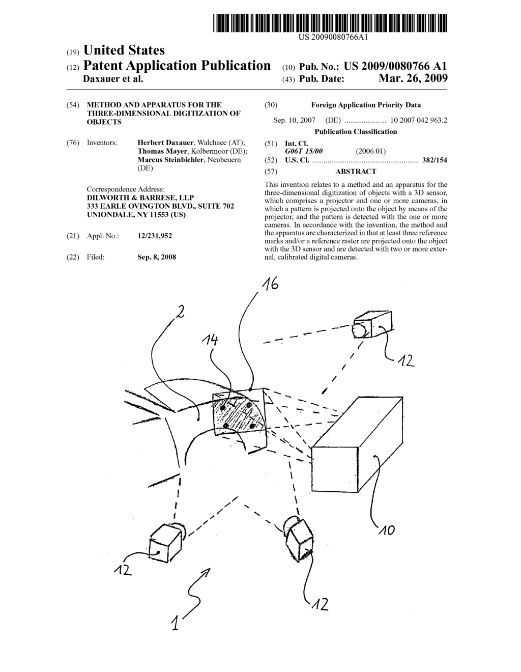 Method and apparatus for the Three-Dimensional Digitization of objects - diagram, schematic, and image 01