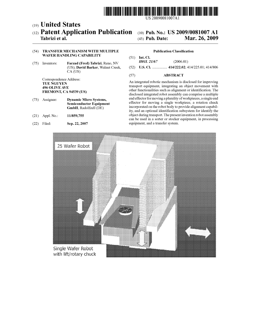 Transfer mechanism with multiple wafer handling capability - diagram, schematic, and image 01