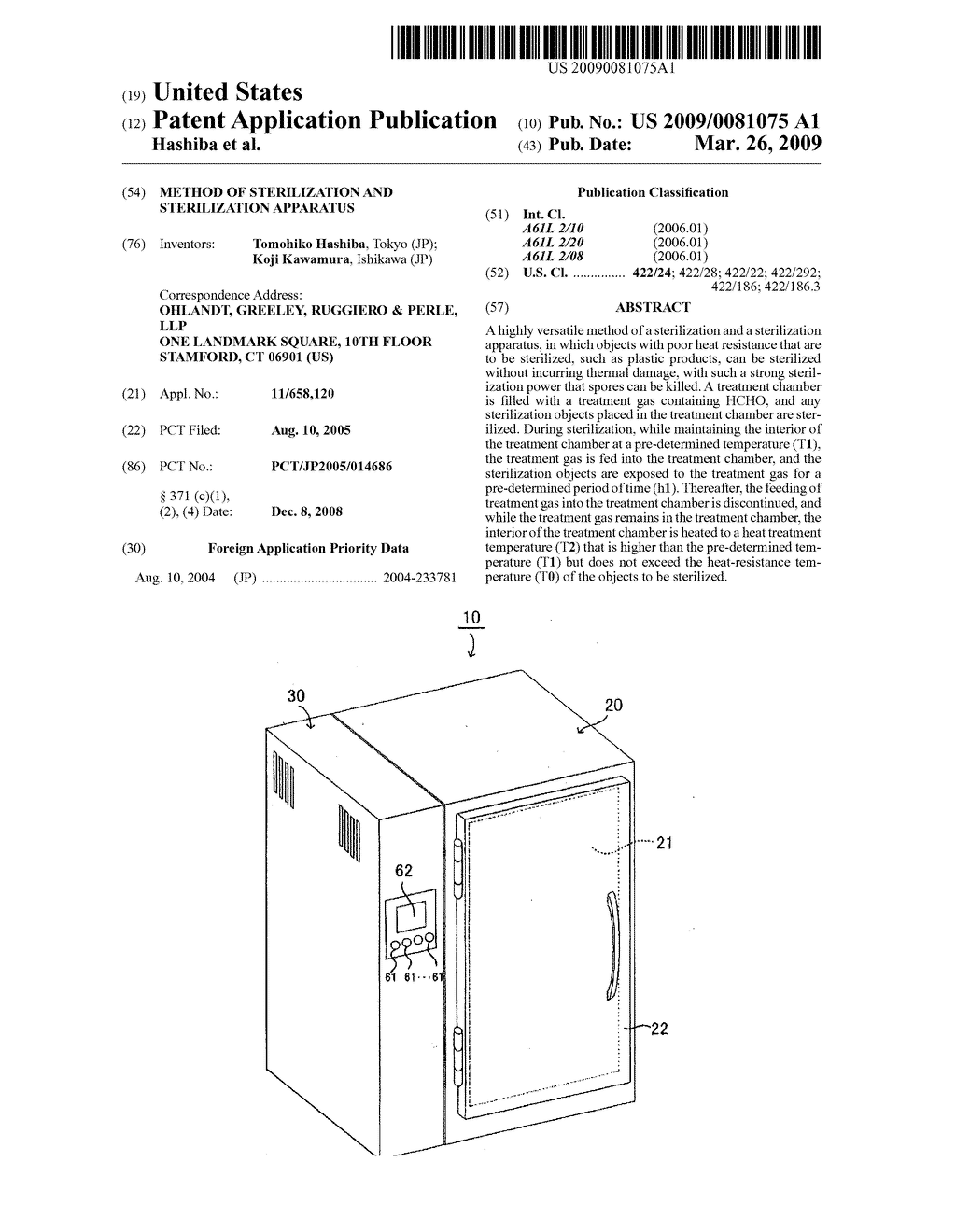 METHOD OF STERILIZATION AND STERILIZATION APPARATUS - diagram, schematic, and image 01